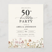 バジェットワイルドフラワーフローラ50th誕生日招待状 チラシ (正面)