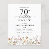 バジェットワイルドフラワーフローラ70th誕生日招待状 (正面)
