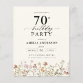 バジェットワイルドフラワーフローラ70th誕生日招待状 チラシ (正面)