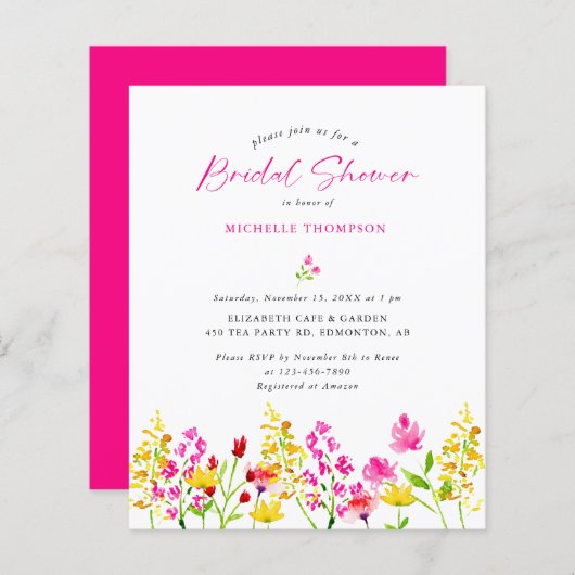 バジェットワイルドフラワーブライダルシャワーエレガントフローラ (正面/裏面)