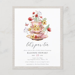 バジェットワイルドフラワーブライダルティーシャワー招待状 チラシ