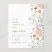 バジェットワイルドフラワーベビーシャワー招待状 (正面)