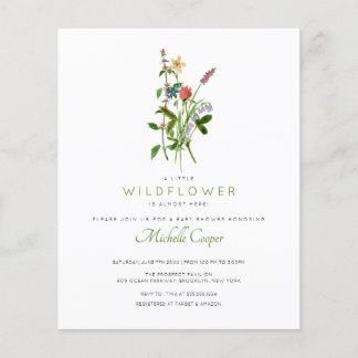 バジェットワイルドフラワーベビーシャワー招待状