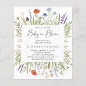 バジェットワイルドフラワーベビーシャワー招待状 (正面)