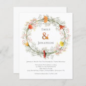 バジェットワイルドフラワーリース秋の結婚式招待状 (正面/裏面)