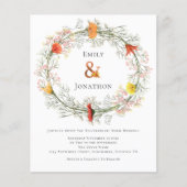 バジェットワイルドフラワーリース秋の結婚式招待状 (正面)