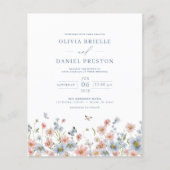 バジェットワイルドフラワー庭園の結婚式招待状 (正面)