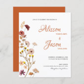 バジェットワイルドフラワー秋の結婚式招待状 (正面/裏面)