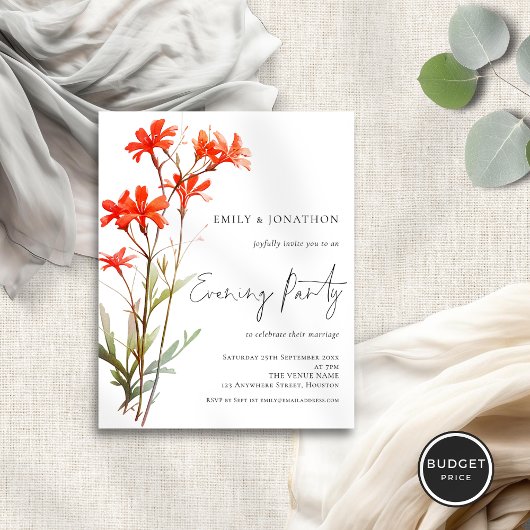 バジェットワイルドフラワー結婚ズ夕べパーティの招待状