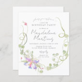 バジェットワイルドフラワー100th誕生日招待状 (正面/裏面)