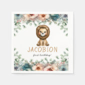 バジェットワイルドワンサファリアニマルボーイバースデーパーティー スタンダードカクテルナプキン (正面)