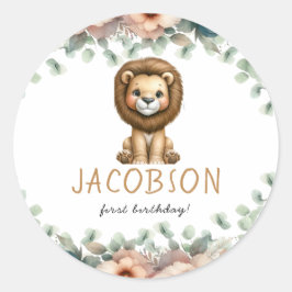 バジェットワイルドワンサファリアニマルボーイバースデーパーティー ラウンドシール