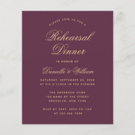バジェットワインカラーリハーサルディナー招待状