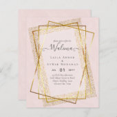 バジェットワリマムスリム結婚ズ金ゴールドフレーム招待状 (正面/裏面)