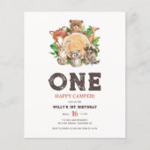 バジェットワンハッピーキャンパーボーイファースト誕生日招待状 チラシ (正面)