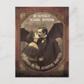 バジェットヴァンパイアキスヴィンテージハロウィーン招待状 インビテーションポストカード (正面)