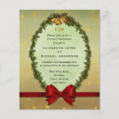 バジェットヴィンテージクリスマスホリデーズレッド金ゴールド招待状 (正面)