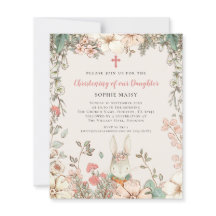 バジェットヴィンテージバニーガール《キリスト教》洗礼式や命名式招待状