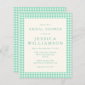 バジェットヴィンテージミントプレイドブライダルシャワー招待状 (正面/裏面)