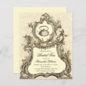 バジェットヴィンテージロココブライダルティーパーティの招待状 (正面/裏面)