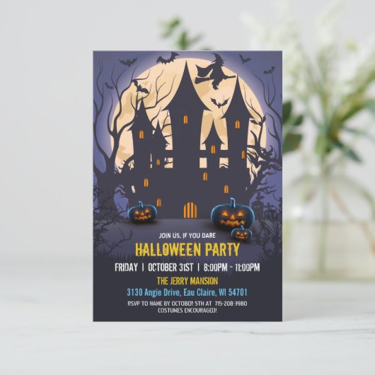 バジェット不気味ウィッチ幽霊のよく出るハウスハローウィンパーティ 招待状 (スタンド正面)