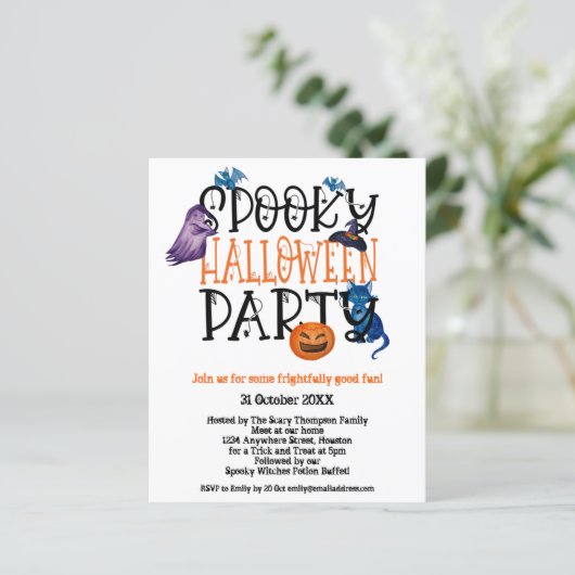 バジェット不気味ハローウィンパーティホワイト招待状 (スタンド正面)