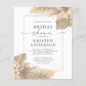 バジェット乾燥パームウォーター色ブライダルシャワー招待状 (正面)