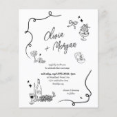 バジェット予測できなドードルオールインワン結婚式招待状 (正面)