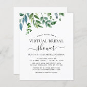 バジェット仮想ブライダルシャワー緑の招待状 (正面/裏面)