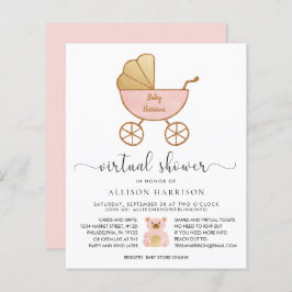 バジェット仮想ベビーシャワーレトロキャリッジピンク