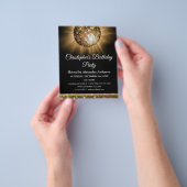 バジェット任意の年齢の誕生日パーティー金ゴールドディスコボール チラシ (手)