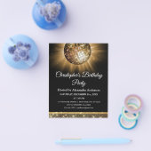 バジェット任意の年齢の誕生日パーティー金ゴールドディスコボール チラシ (シングル)