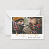 バジェット休日グリーンタータンチェックフォトホリデーカード ノートカード (正面)