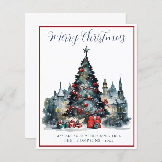 バジェット伝統的クリスマスシーンクリスマスカード (正面/裏面)