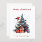 バジェット伝統的クリスマスツリークリスマスカード (正面/裏面)