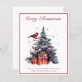 バジェット伝統的クリスマスツリークリスマスカード (正面/裏面)