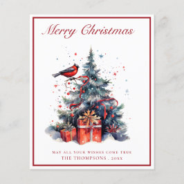 バジェット伝統的クリスマスツリークリスマスカード