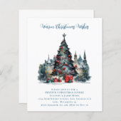 バジェット伝統的シーンクリスマスパーティー招待状 (正面/裏面)