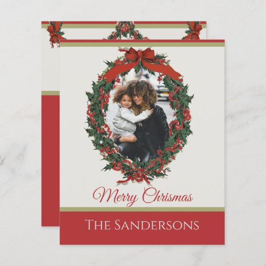 バジェット伝統的ホリデーフォトリースクリスマス (正面/裏面)