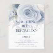 バジェット何かブルーフローラブライダルシャワー招待状 (正面)