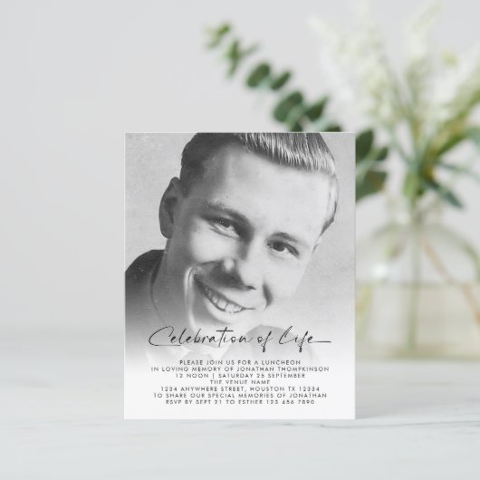 バジェット写真お祝いオブライフ昼食会招待状 (スタンド正面)