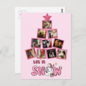 バジェット写真で雪のピンクのクリスマスを許可 ポストカード (正面/裏面)