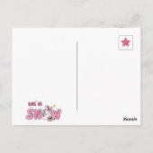 バジェット写真で雪のピンクのクリスマスを許可 ポストカード (裏面)