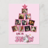 バジェット写真で雪のピンクのクリスマスを許可 ポストカード (正面)