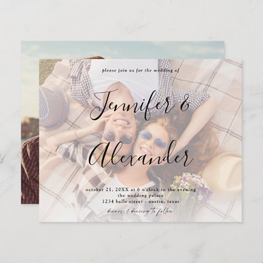 バジェット写真とビッグネーム横型結婚写真 (正面/裏面)