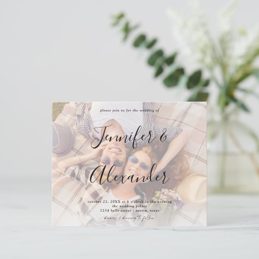 バジェット写真とビッグネーム横型結婚写真 (スタンド正面)