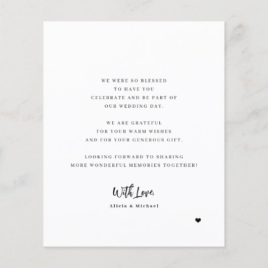 バジェット写真の白黒結婚の感謝していあなた チラシ (裏面)