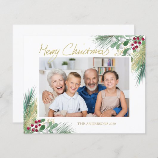 バジェット写真の葉の果実メリークリスマス (正面/裏面)