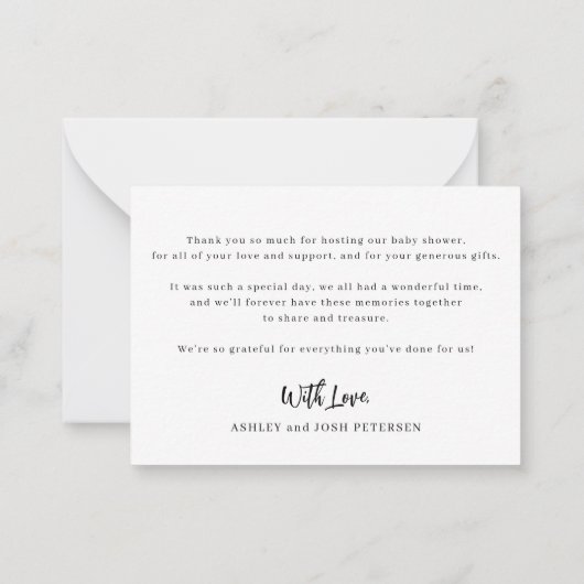 バジェット写真エレガントコラージュ赤ん感謝していだシャワー ノートカード (裏面)