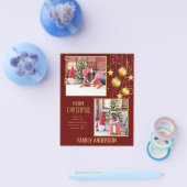 バジェット写真クリスマスカードまたはホリデーズカード金ゴールド文字 チラシ (シングル)